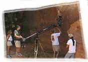 Film crew working outdoors